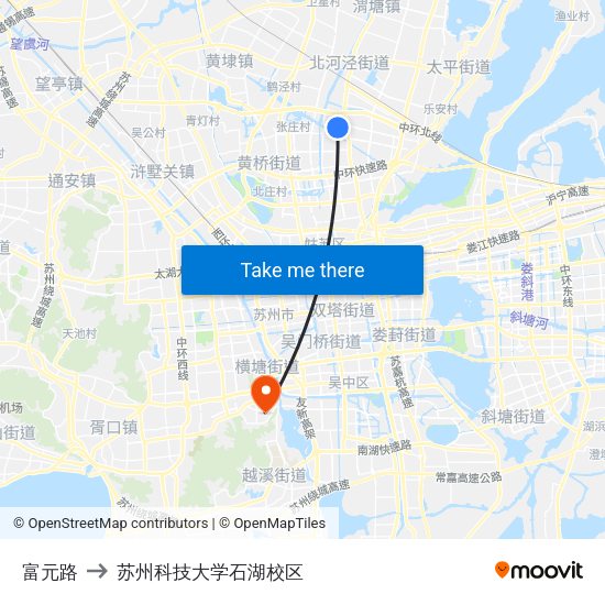 富元路 to 苏州科技大学石湖校区 map