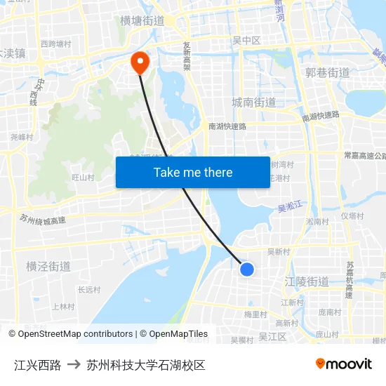 江兴西路 to 苏州科技大学石湖校区 map
