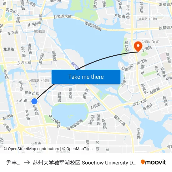 尹丰桥南 to 苏州大学独墅湖校区 Soochow University Dushu Lake Campus map