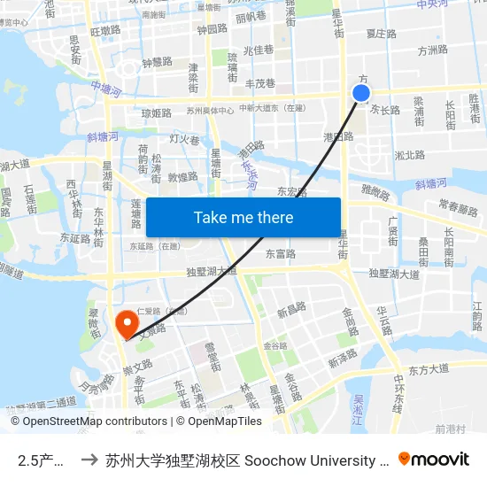 2.5产业园北 to 苏州大学独墅湖校区 Soochow University Dushu Lake Campus map