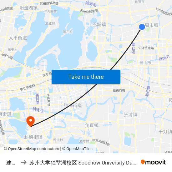 建管所 to 苏州大学独墅湖校区 Soochow University Dushu Lake Campus map