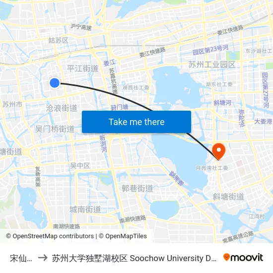 宋仙洲巷 to 苏州大学独墅湖校区 Soochow University Dushu Lake Campus map