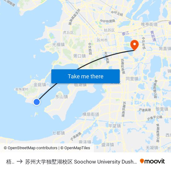 梧巷 to 苏州大学独墅湖校区 Soochow University Dushu Lake Campus map