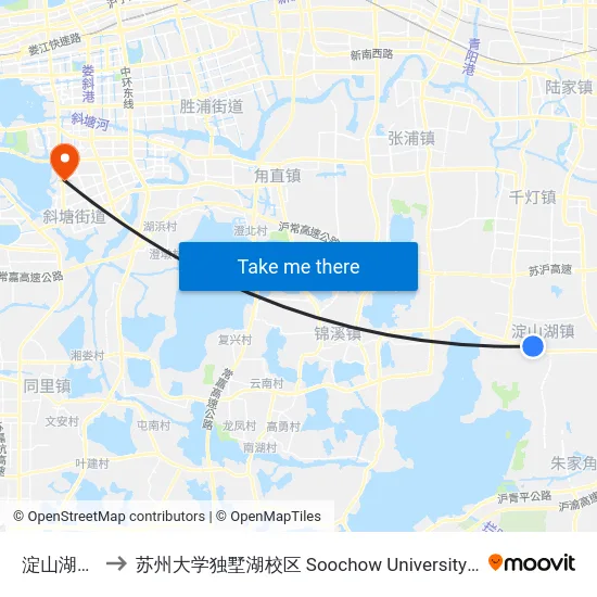 淀山湖客运站 to 苏州大学独墅湖校区 Soochow University Dushu Lake Campus map