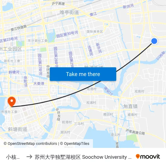 小核酸基地 to 苏州大学独墅湖校区 Soochow University Dushu Lake Campus map