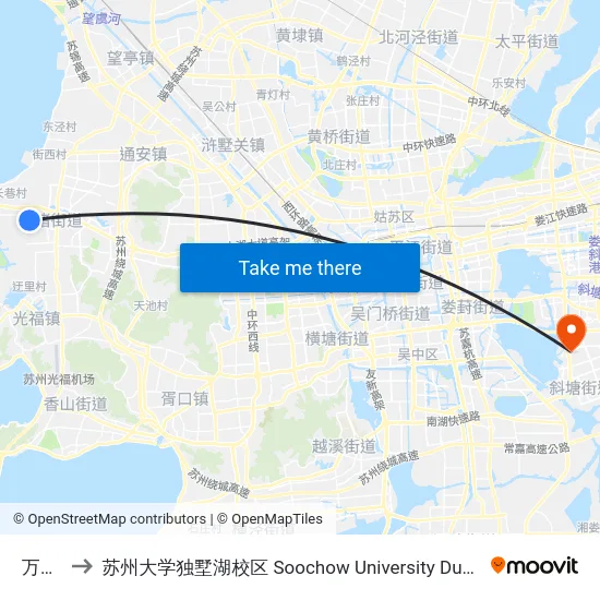 万安山 to 苏州大学独墅湖校区 Soochow University Dushu Lake Campus map