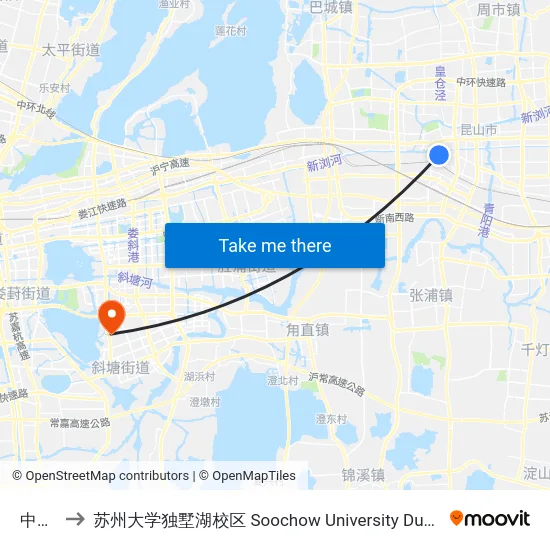 中医院 to 苏州大学独墅湖校区 Soochow University Dushu Lake Campus map