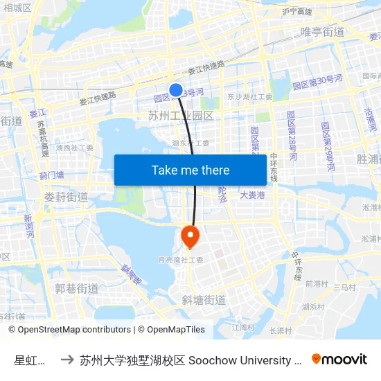 星虹大厦东 to 苏州大学独墅湖校区 Soochow University Dushu Lake Campus map