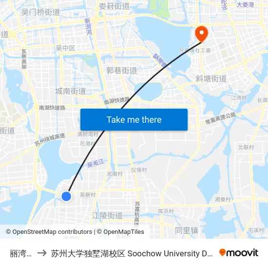 丽湾国际 to 苏州大学独墅湖校区 Soochow University Dushu Lake Campus map