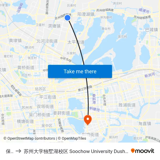 保圩 to 苏州大学独墅湖校区 Soochow University Dushu Lake Campus map
