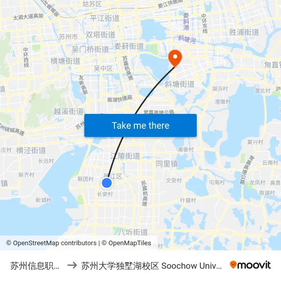 苏州信息职业技术学院 to 苏州大学独墅湖校区 Soochow University Dushu Lake Campus map
