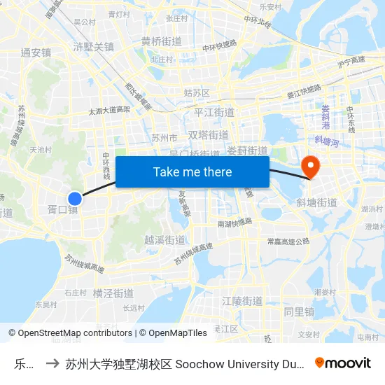 乐汇街 to 苏州大学独墅湖校区 Soochow University Dushu Lake Campus map