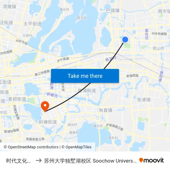 时代文化家园西门 to 苏州大学独墅湖校区 Soochow University Dushu Lake Campus map