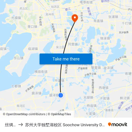 丝绸商城 to 苏州大学独墅湖校区 Soochow University Dushu Lake Campus map