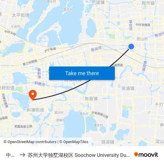 中医院 to 苏州大学独墅湖校区 Soochow University Dushu Lake Campus map