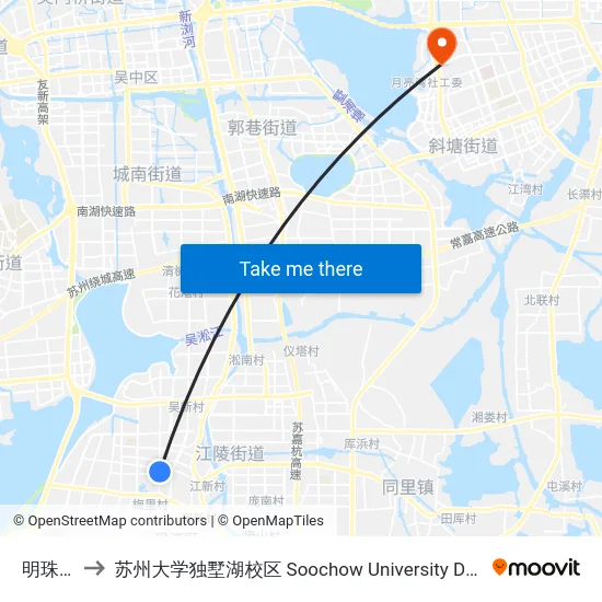 明珠大厦 to 苏州大学独墅湖校区 Soochow University Dushu Lake Campus map