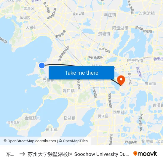 东前章 to 苏州大学独墅湖校区 Soochow University Dushu Lake Campus map