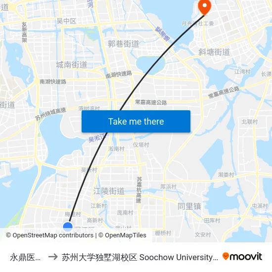永鼎医院西门 to 苏州大学独墅湖校区 Soochow University Dushu Lake Campus map