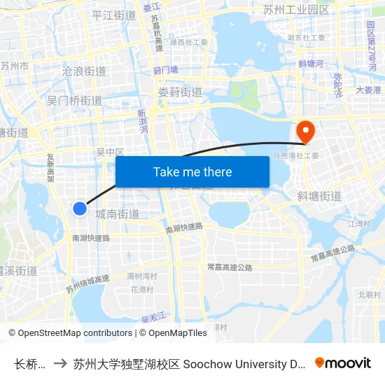 长桥中学 to 苏州大学独墅湖校区 Soochow University Dushu Lake Campus map