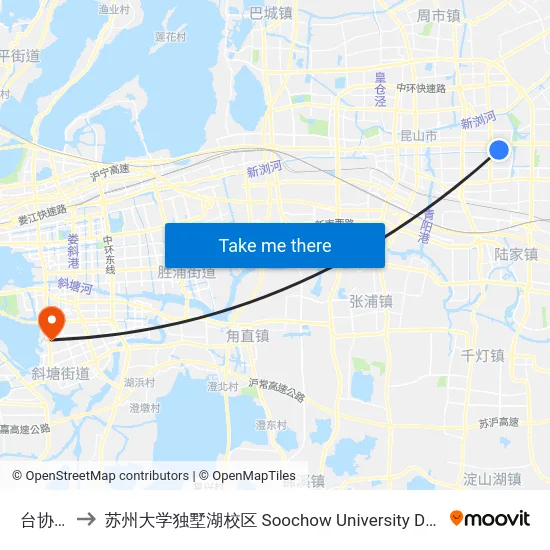 台协大厦 to 苏州大学独墅湖校区 Soochow University Dushu Lake Campus map