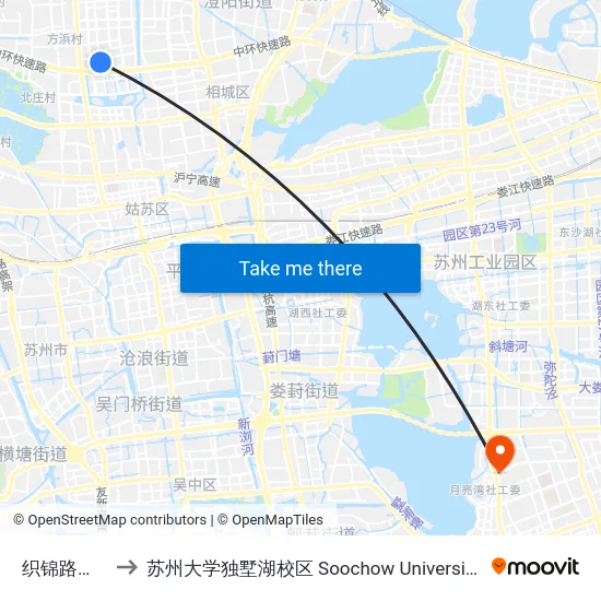 织锦路建元路南 to 苏州大学独墅湖校区 Soochow University Dushu Lake Campus map