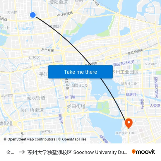 金源路 to 苏州大学独墅湖校区 Soochow University Dushu Lake Campus map