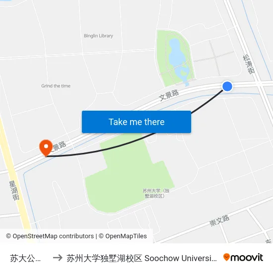 苏大公寓北区南 to 苏州大学独墅湖校区 Soochow University Dushu Lake Campus map