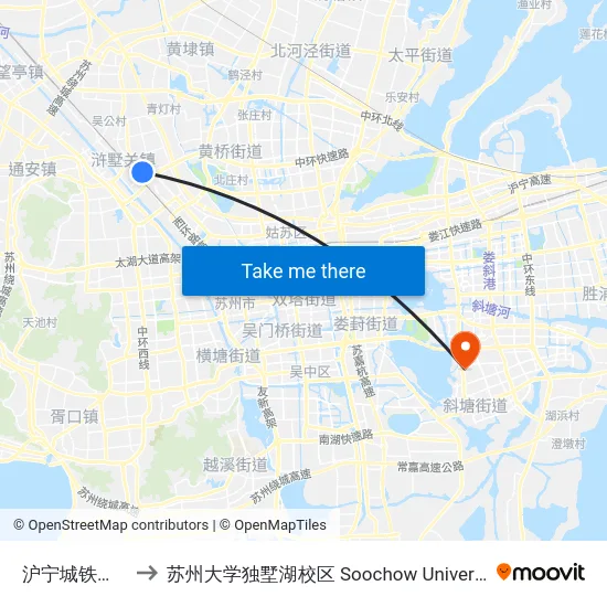 沪宁城铁新区站广场 to 苏州大学独墅湖校区 Soochow University Dushu Lake Campus map