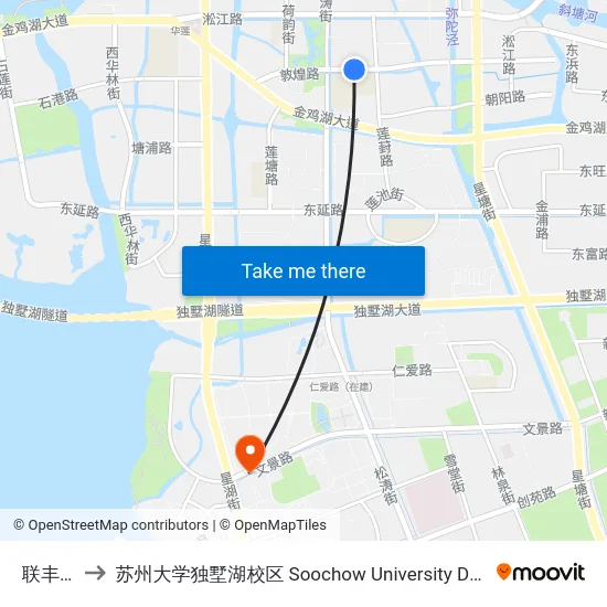 联丰广场 to 苏州大学独墅湖校区 Soochow University Dushu Lake Campus map