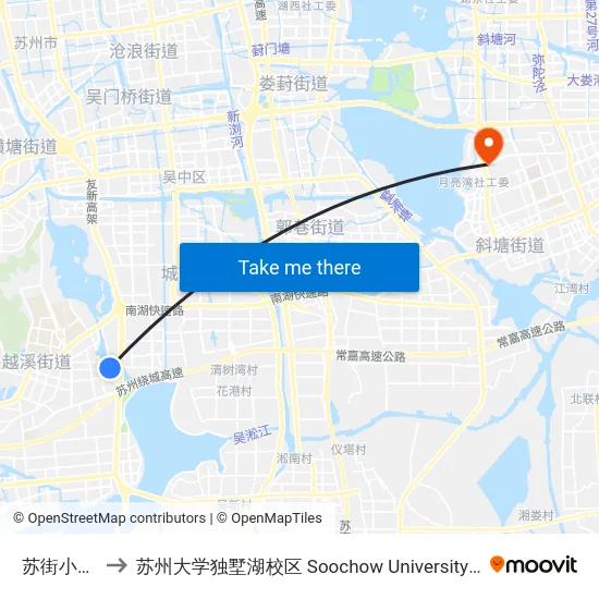 苏街小石湖路 to 苏州大学独墅湖校区 Soochow University Dushu Lake Campus map