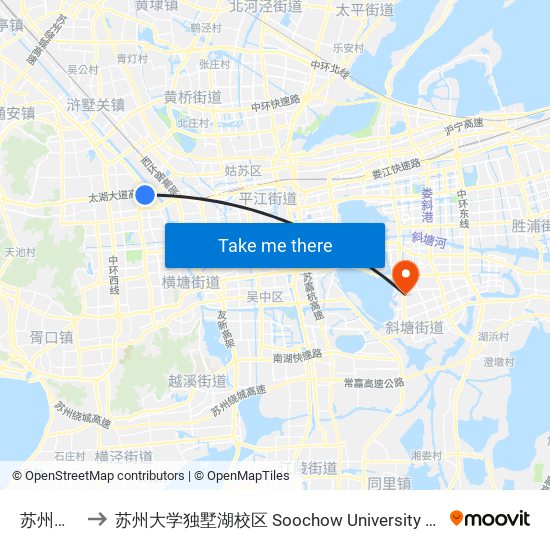 苏州车管所 to 苏州大学独墅湖校区 Soochow University Dushu Lake Campus map