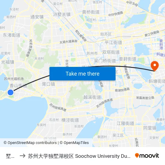 墅里村 to 苏州大学独墅湖校区 Soochow University Dushu Lake Campus map