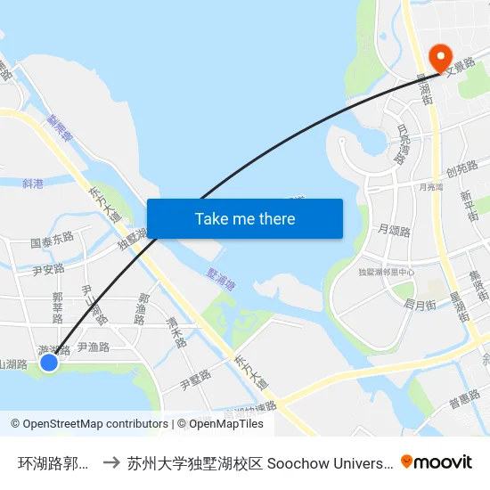 环湖路郭巷北路东 to 苏州大学独墅湖校区 Soochow University Dushu Lake Campus map