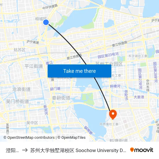 澄阳路南 to 苏州大学独墅湖校区 Soochow University Dushu Lake Campus map