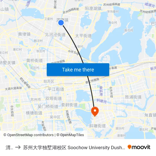 渭塘 to 苏州大学独墅湖校区 Soochow University Dushu Lake Campus map