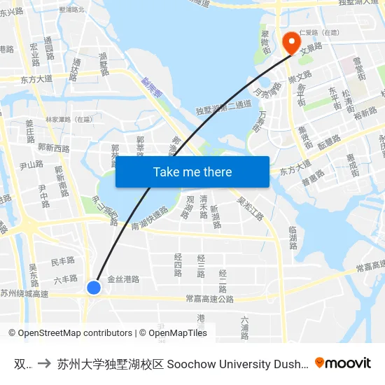 双桥 to 苏州大学独墅湖校区 Soochow University Dushu Lake Campus map