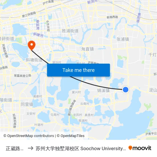 正崴路百胜路 to 苏州大学独墅湖校区 Soochow University Dushu Lake Campus map