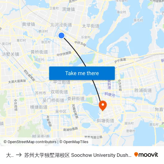 大湾 to 苏州大学独墅湖校区 Soochow University Dushu Lake Campus map