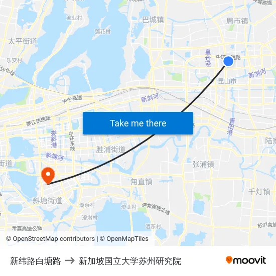新纬路白塘路 to 新加坡国立大学苏州研究院 map