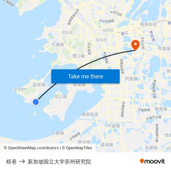 梧巷 to 新加坡国立大学苏州研究院 map