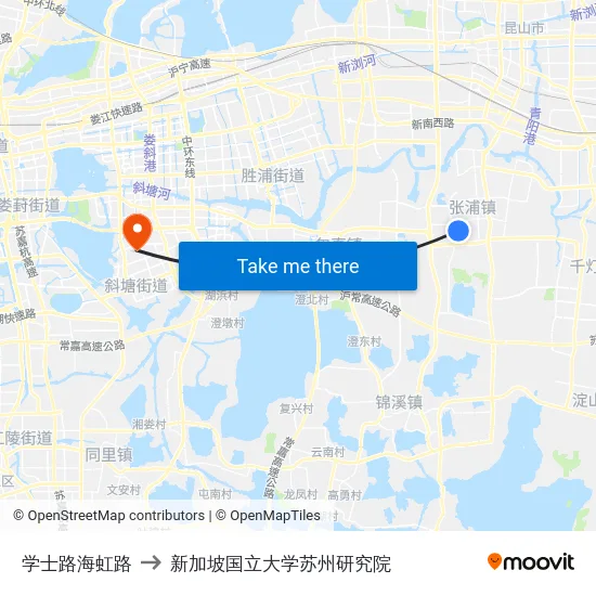 学士路海虹路 to 新加坡国立大学苏州研究院 map
