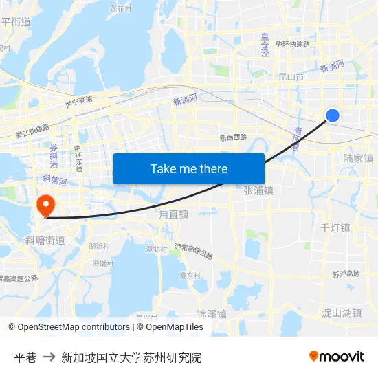 平巷 to 新加坡国立大学苏州研究院 map