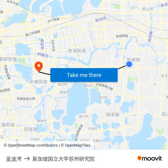 蓝波湾 to 新加坡国立大学苏州研究院 map