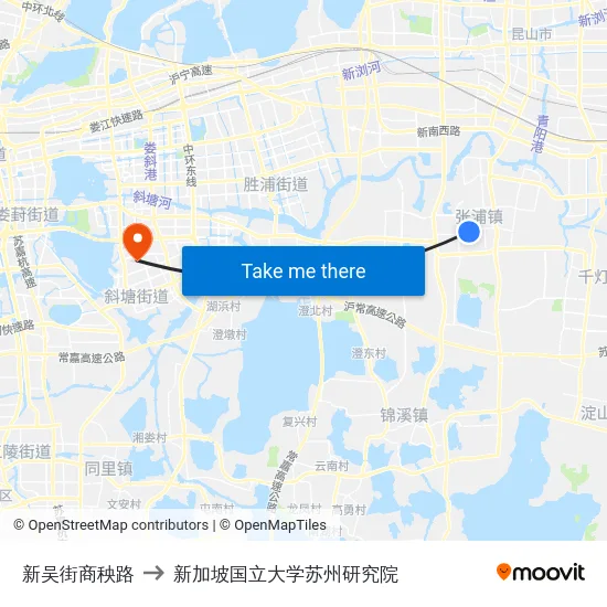 新吴街商秧路 to 新加坡国立大学苏州研究院 map