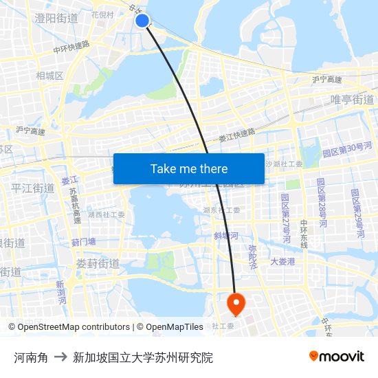 河南角 to 新加坡国立大学苏州研究院 map