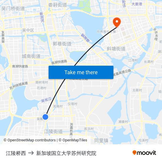 江陵桥西 to 新加坡国立大学苏州研究院 map