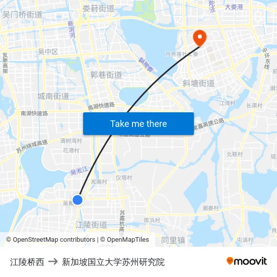 江陵桥西 to 新加坡国立大学苏州研究院 map