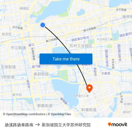 扬溪路扬泰路南 to 新加坡国立大学苏州研究院 map