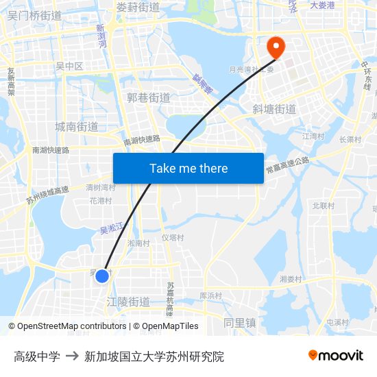 高级中学 to 新加坡国立大学苏州研究院 map