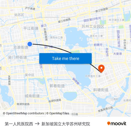 第一人民医院西 to 新加坡国立大学苏州研究院 map